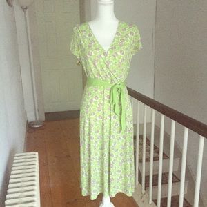 Merona Lime Green and Tan Faux Wrap Dress